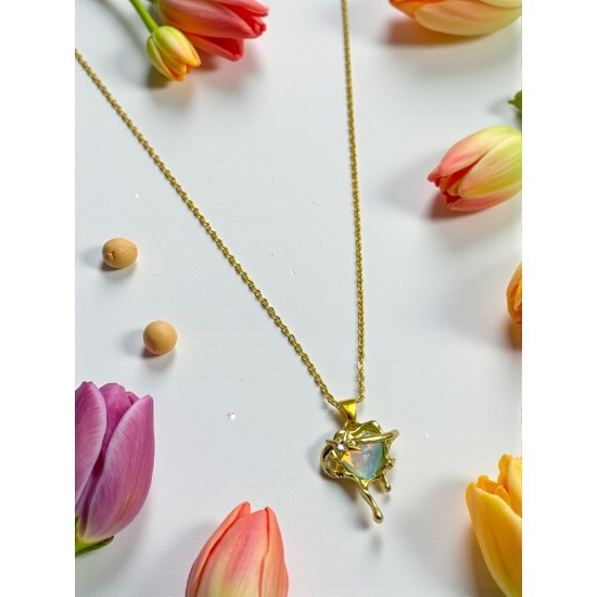 GOLD RENK GÖKKUŞAĞI KALP MODEL KOLYE